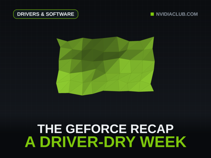 The recap series low-poly mesh signature in green above the weekly GeForce headline.