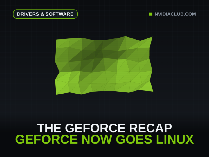 The recap series low-poly mesh signature in green above the weekly GeForce headline.